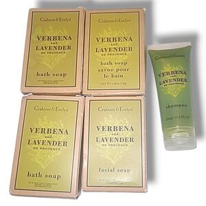 Crabtree & Evelyn Verbena Lavender Soap Lot + Shampoo Hotel Toiletries